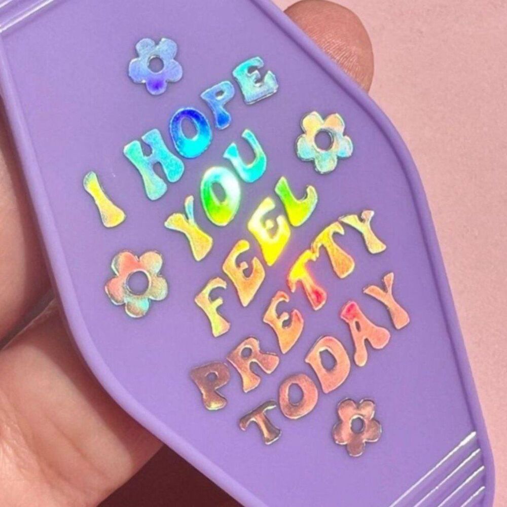 Positive Affirmations Keychain in Purple